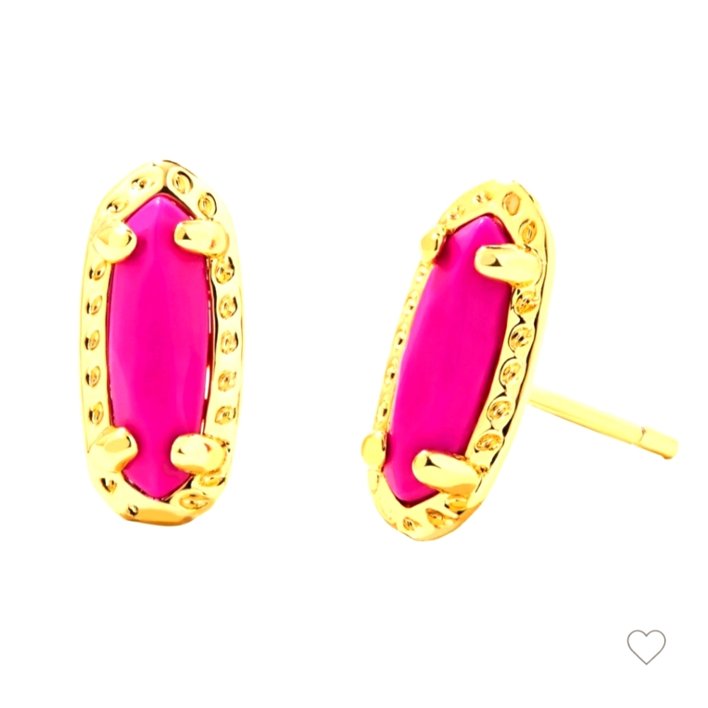 New!Kendra Scott Emma Stud 14K Gold Earrings Magenta Magnesite Cottage Core
